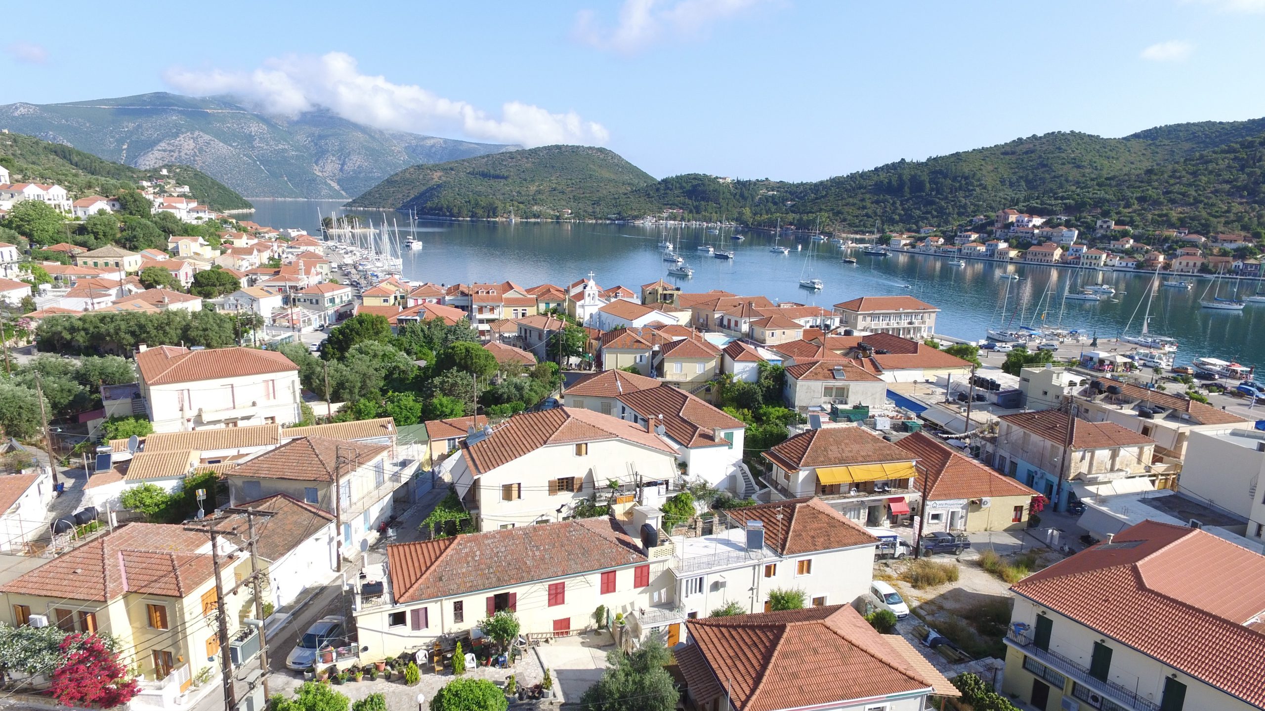 Aerial views of house for sale on Ithaca Greece, Vathi