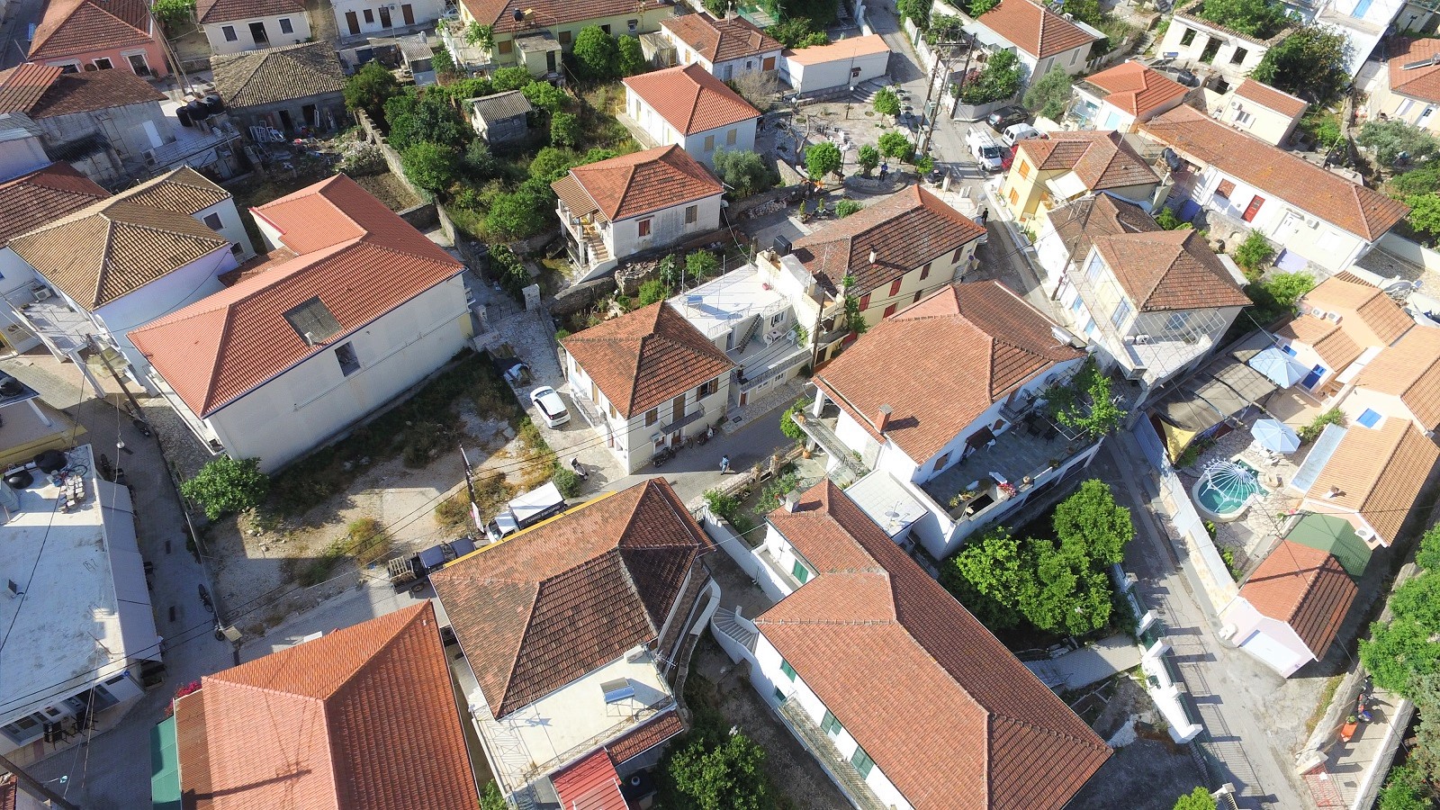 Aerial views of house for sale on Ithaca Greece, Vathi