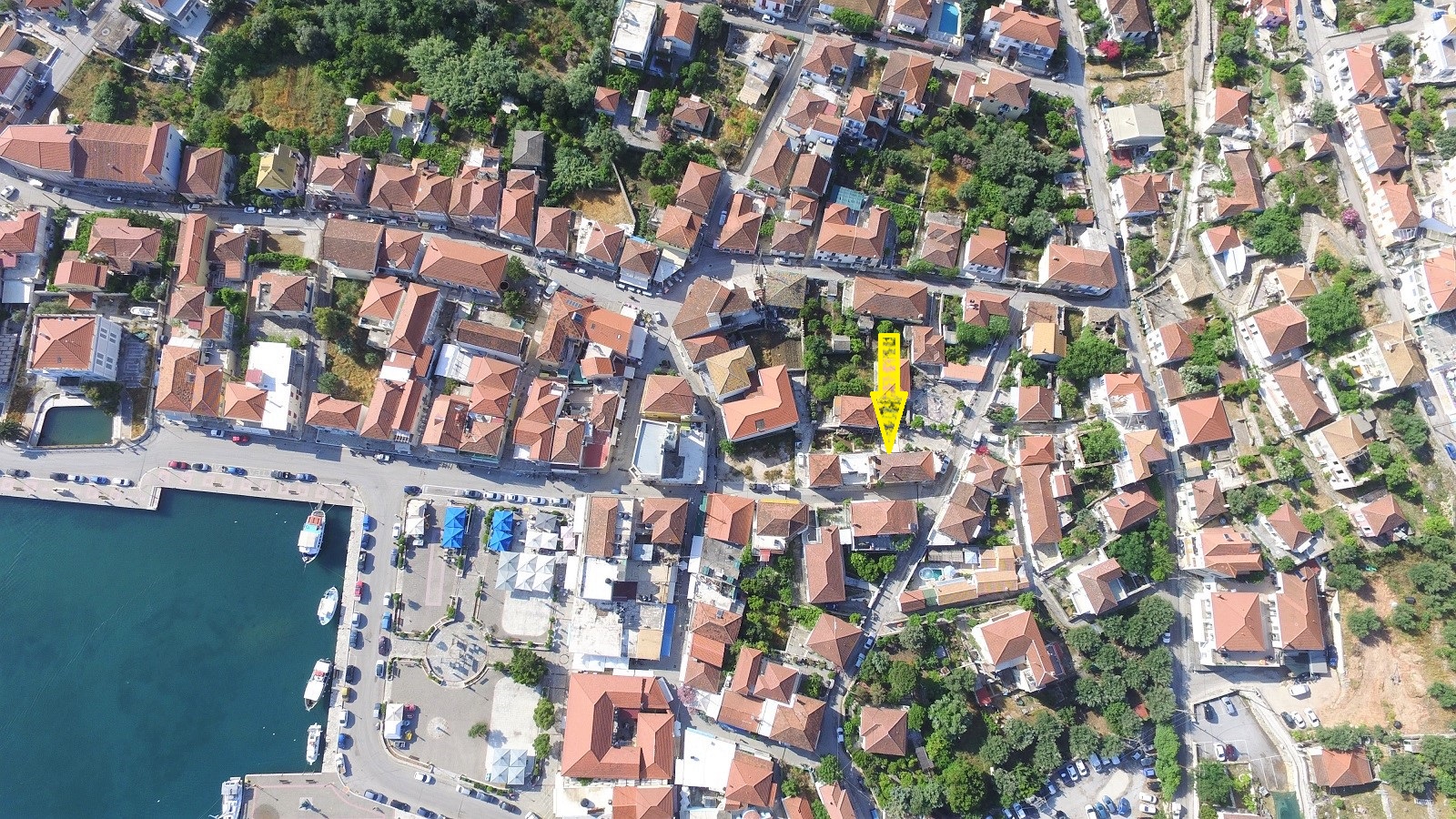 Aerial views of house for sale on Ithaca Greece, Vathi