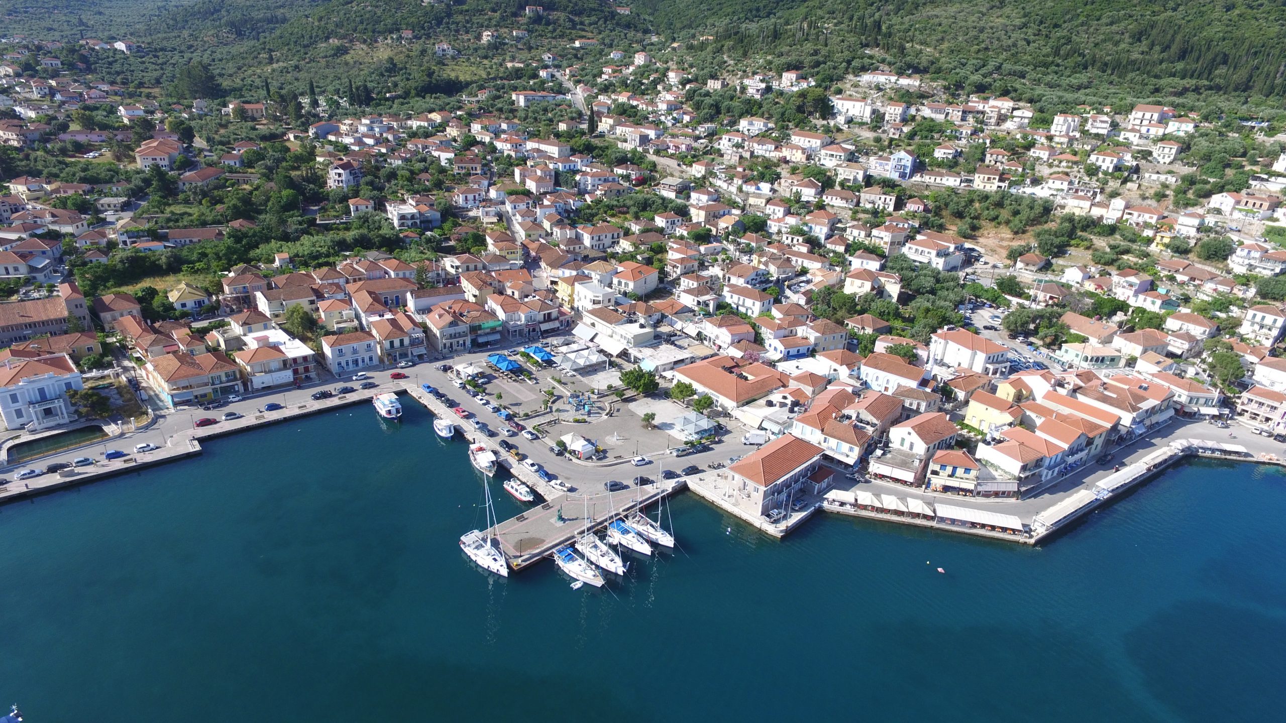 Aerial views of house for sale on Ithaca Greece, Vathi