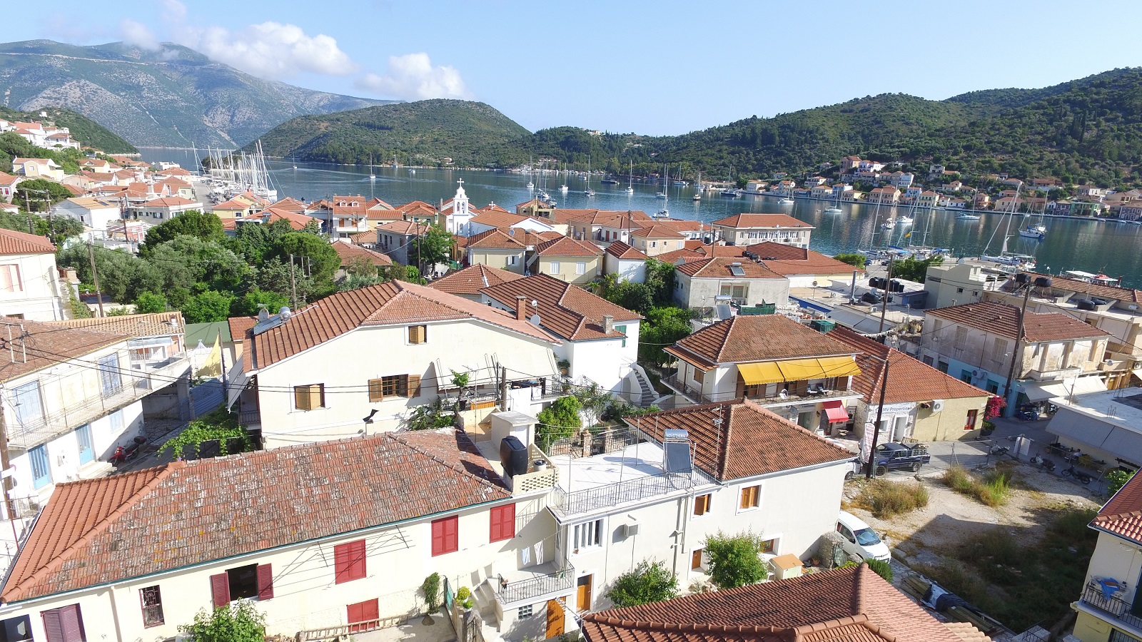 Aerial views of house for sale on Ithaca Greece, Vathi