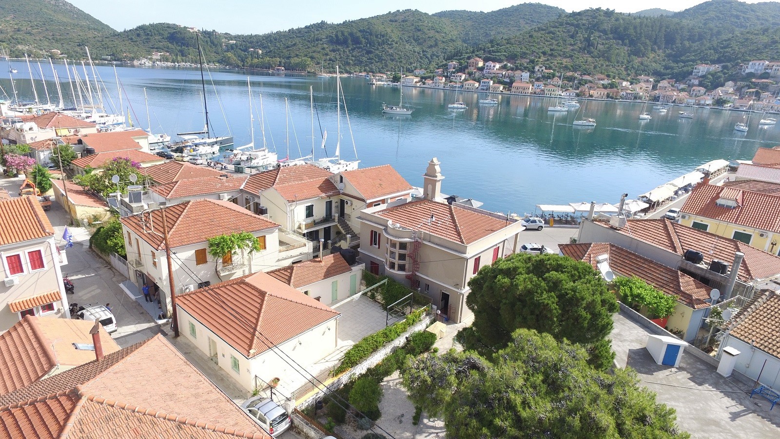 Aerial views of house for sale on Ithaca Greece, Vathi