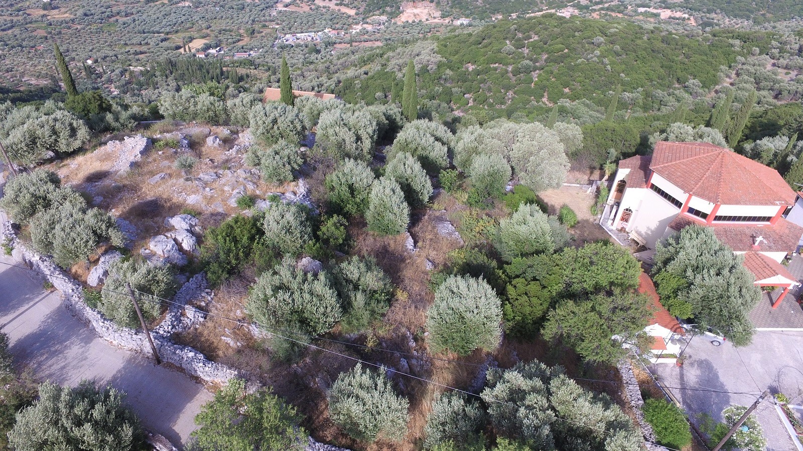 Aerial views of land for sale on Ithaca Greece, Perachori