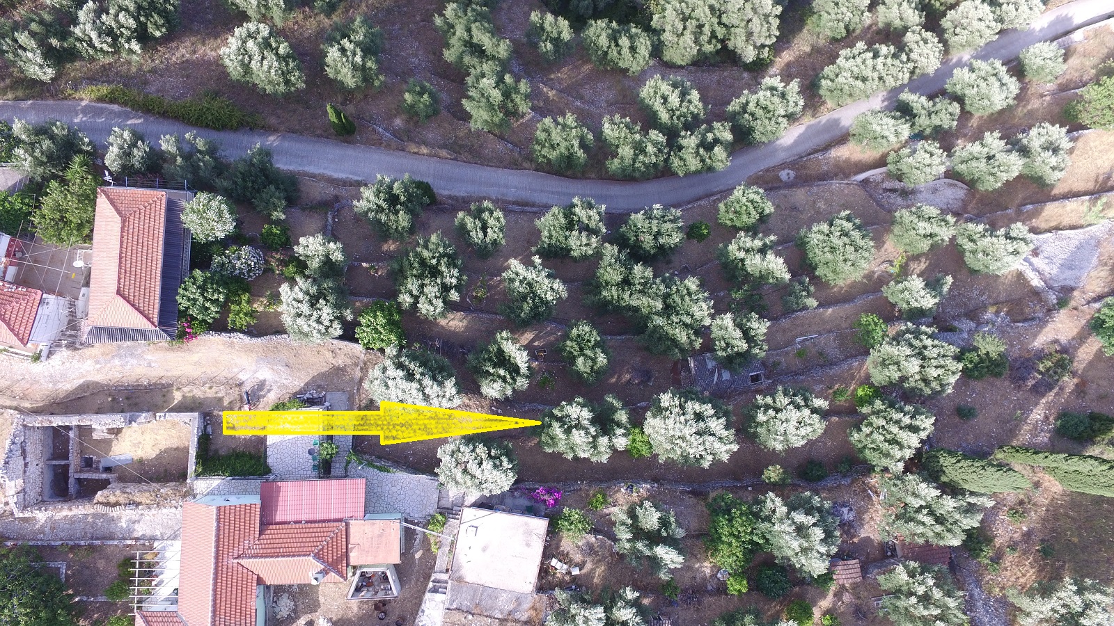 Aerial views of land for sale on Ithaca Greece, Perachori