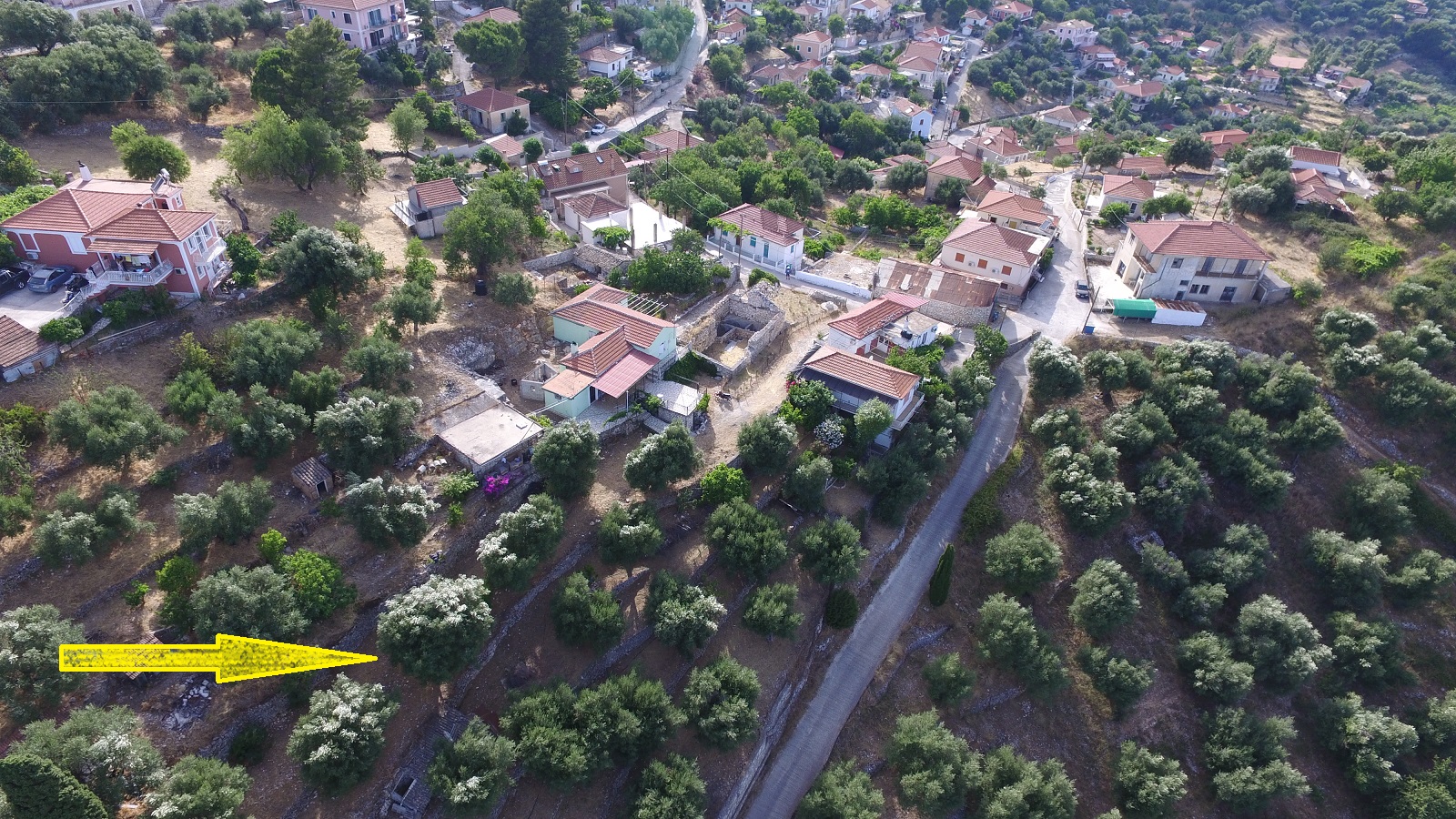 Aerial views of land for sale on Ithaca Greece, Perachori