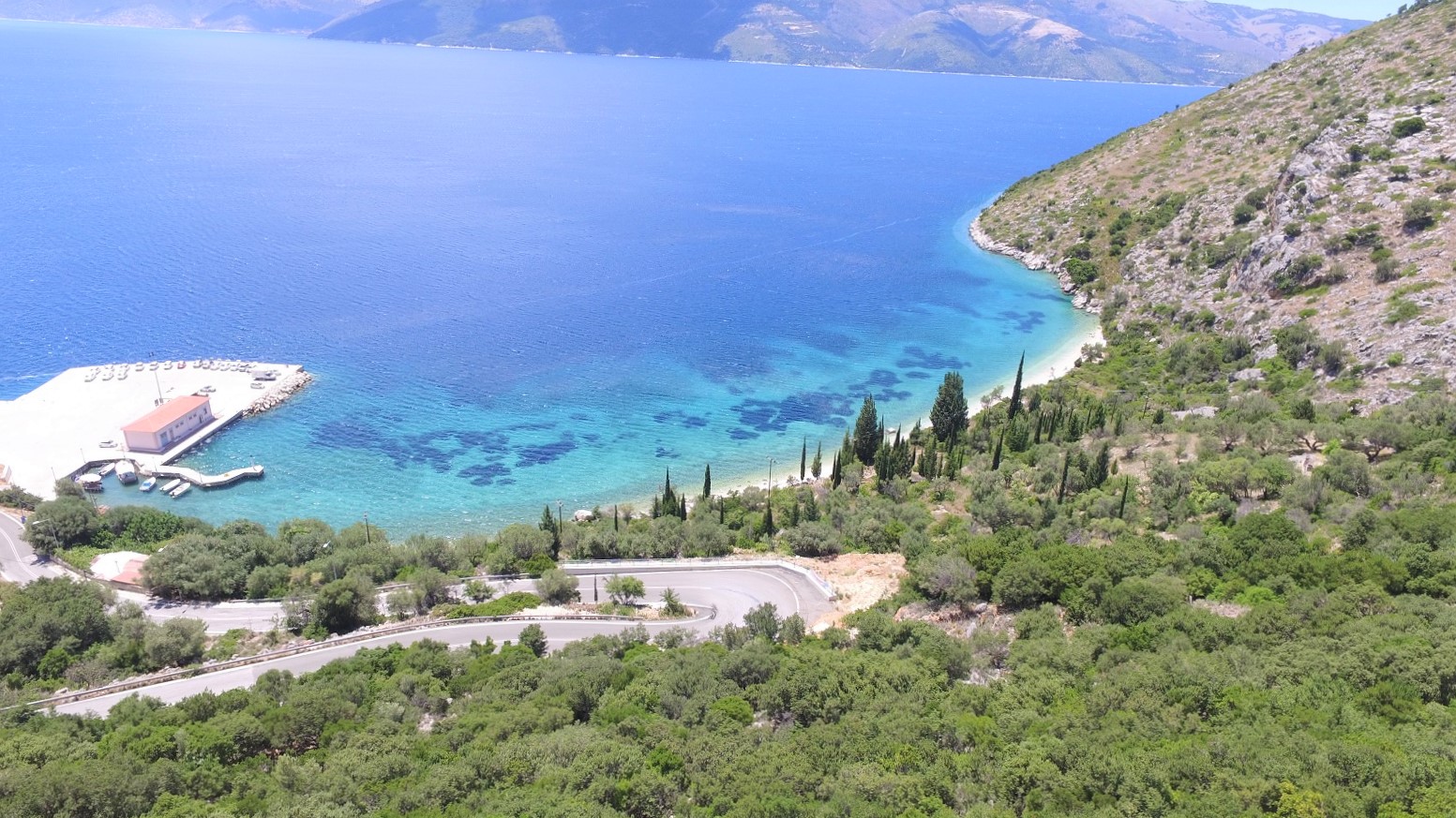 Aerial views of land for sale on Ithaca Greece, Piso Aetos