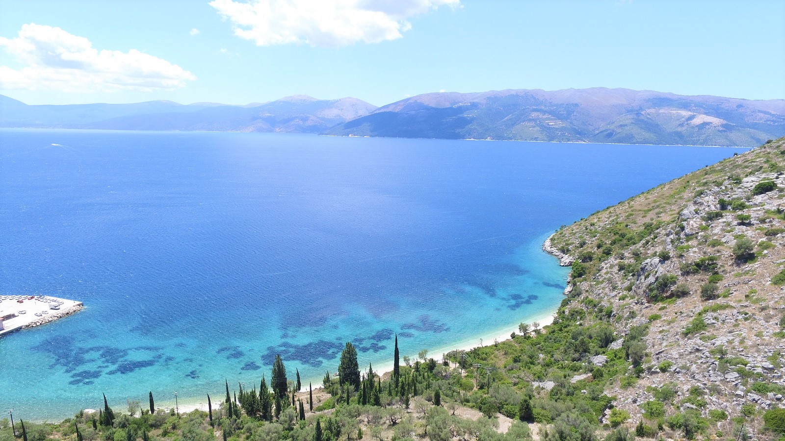 Aerial views of land for sale on Ithaca Greece, Piso Aetos