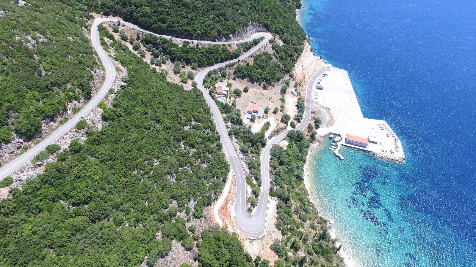 Aerial views of land for sale on Ithaca Greece, Piso Aetos