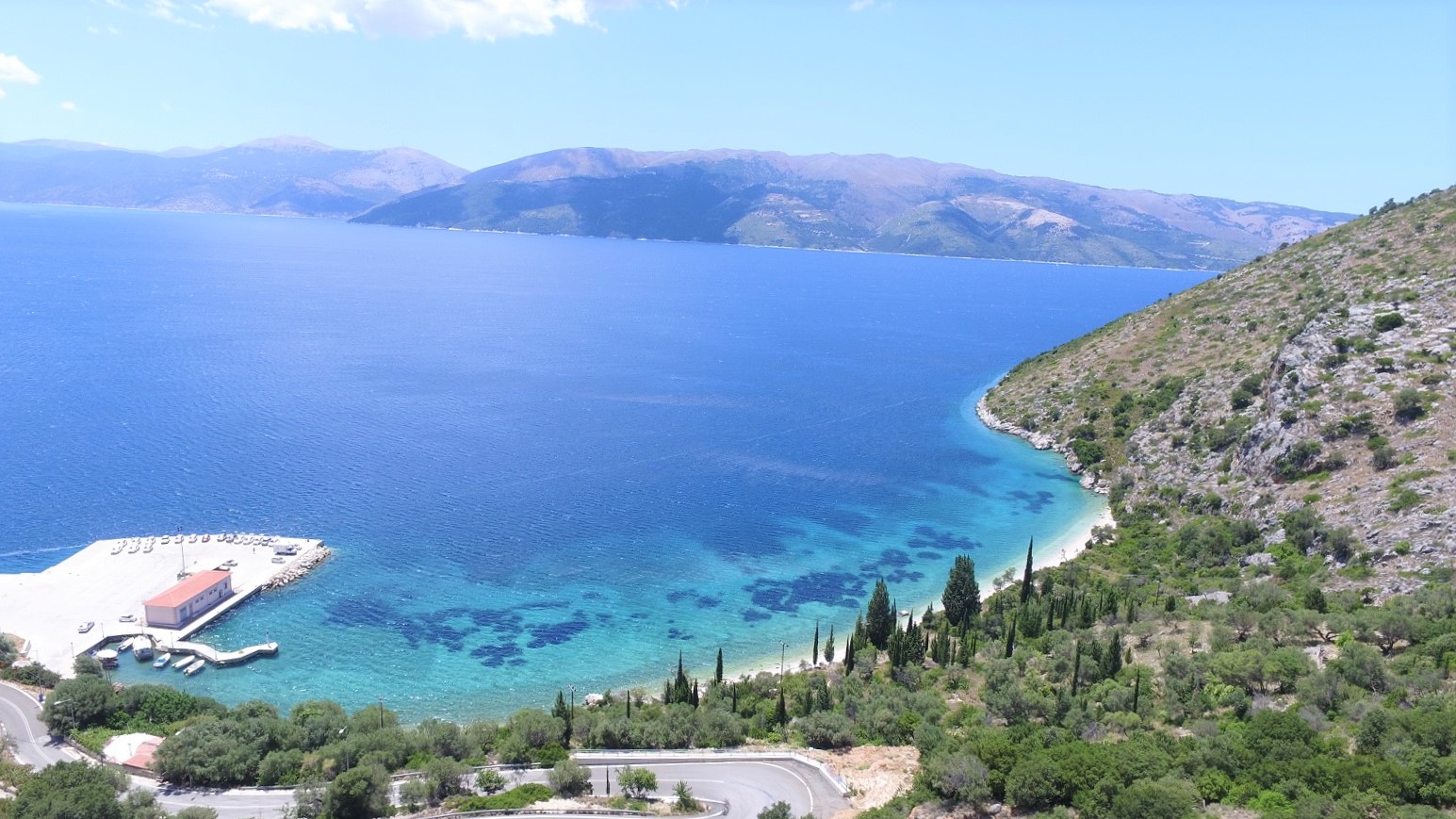 Aerial views of land for sale on Ithaca Greece, Piso Aetos