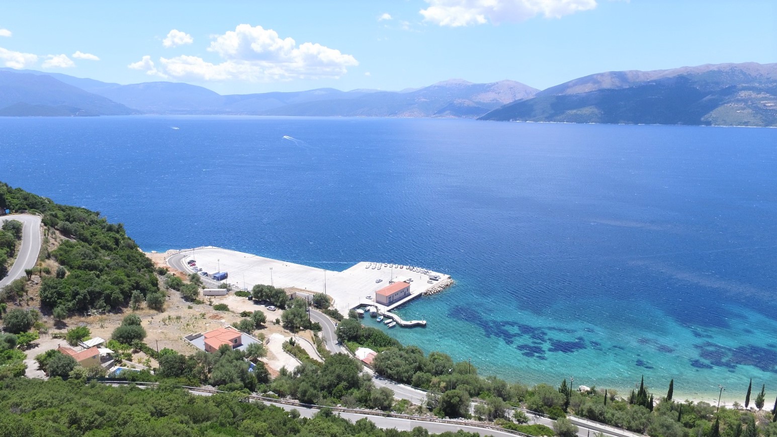 Aerial views of land for sale on Ithaca Greece, Piso Aetos
