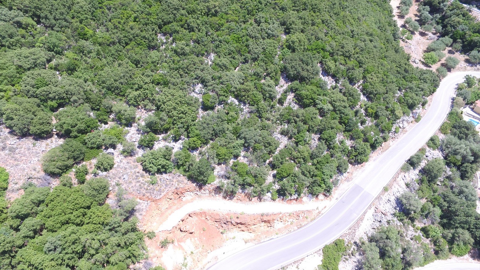 Aerial views of land for sale on Ithaca Greece, Piso Aetos