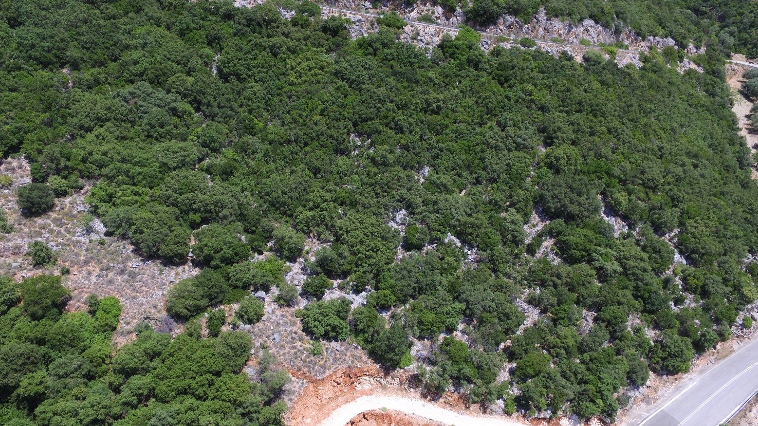 Aerial views of land for sale on Ithaca Greece, Piso Aetos
