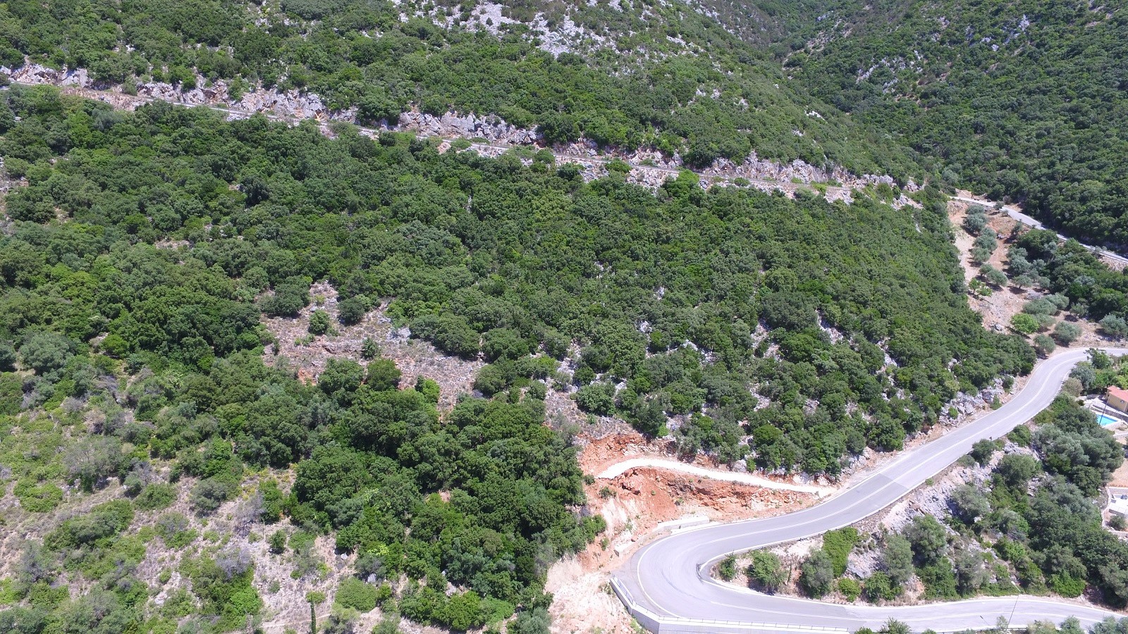 Aerial views of land for sale on Ithaca Greece, Piso Aetos