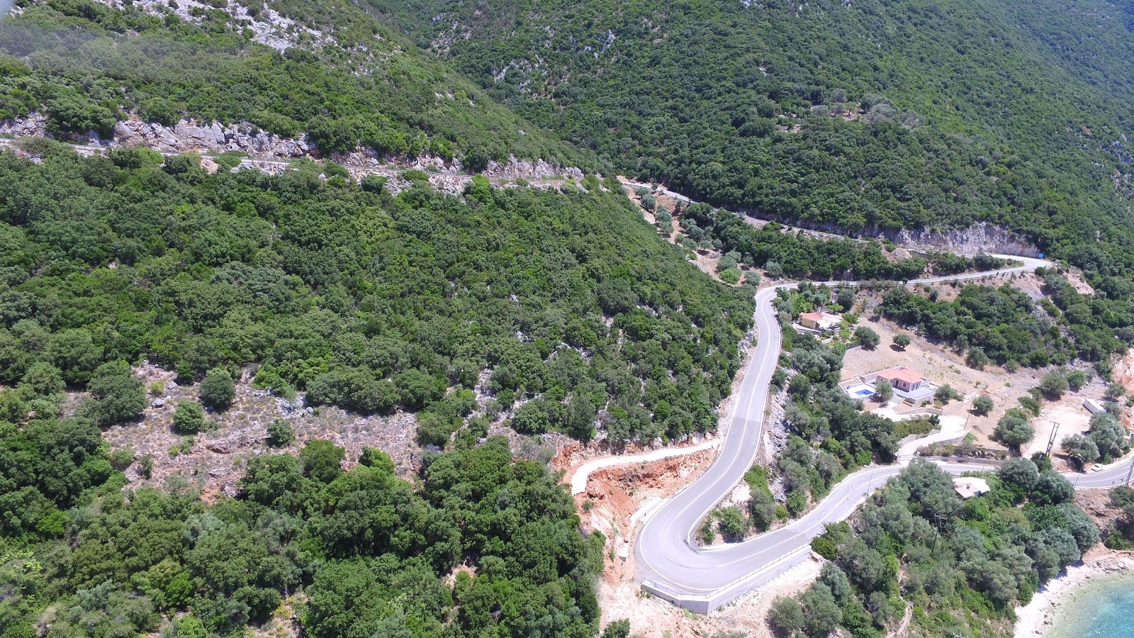 Aerial views of land for sale on Ithaca Greece, Piso Aetos
