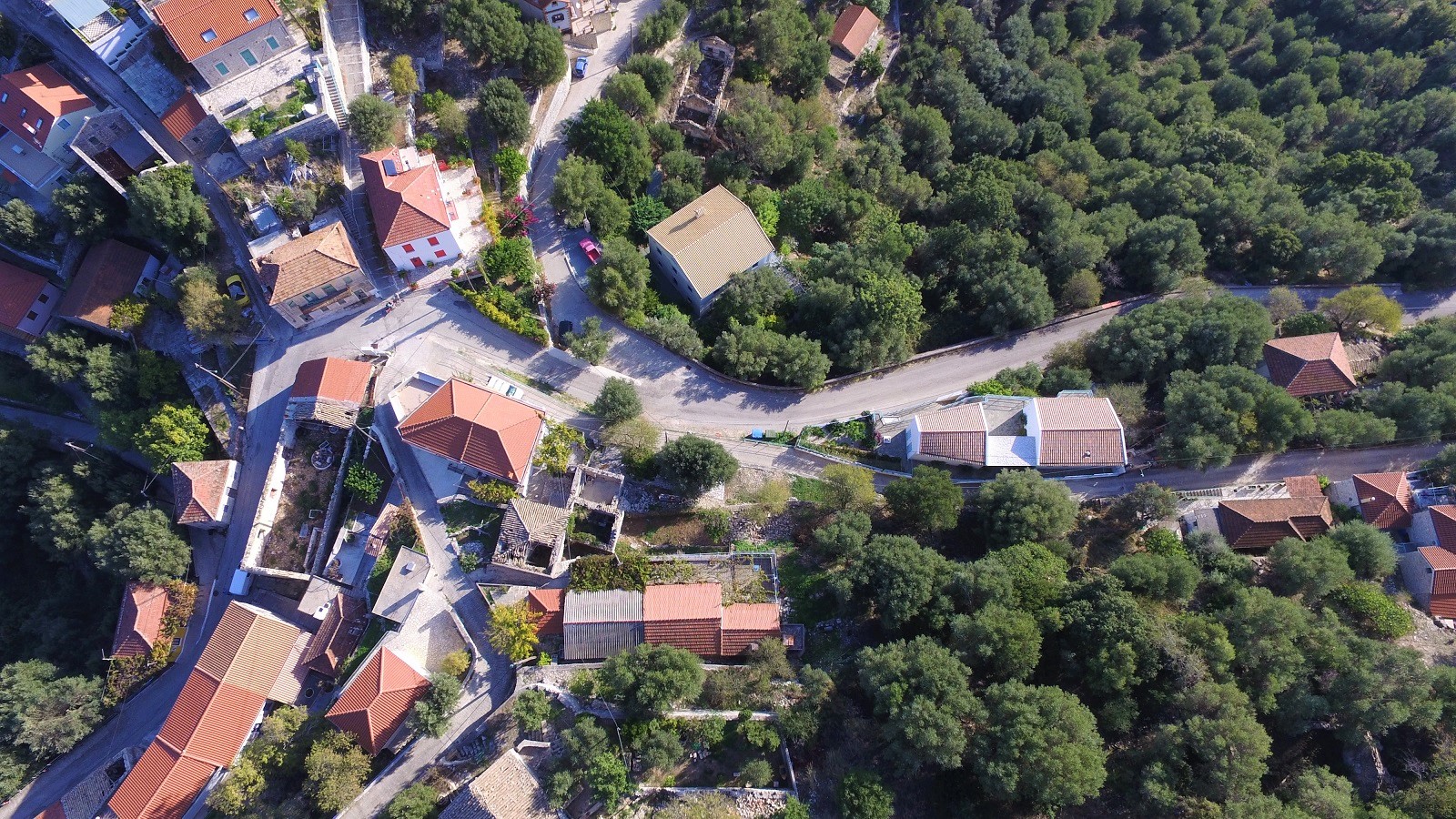 Aerial views of house for sale on Ithaca Greece, Kioni