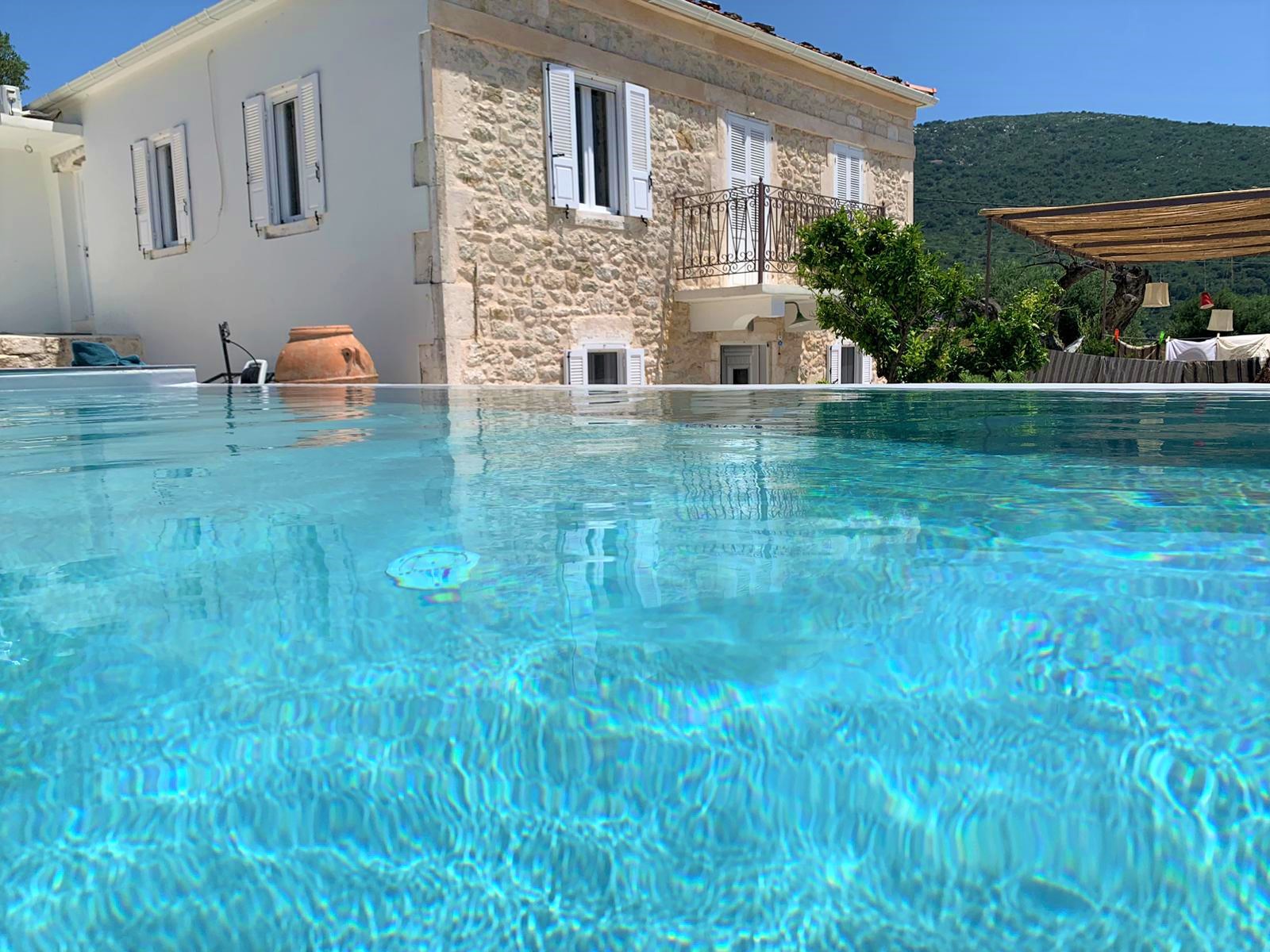 Swimming pool of villa for rent on Ithaca Greece, Lahos