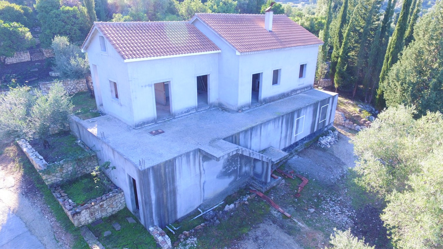Aerial views of house for sale on Ithaca Greece, Vathi