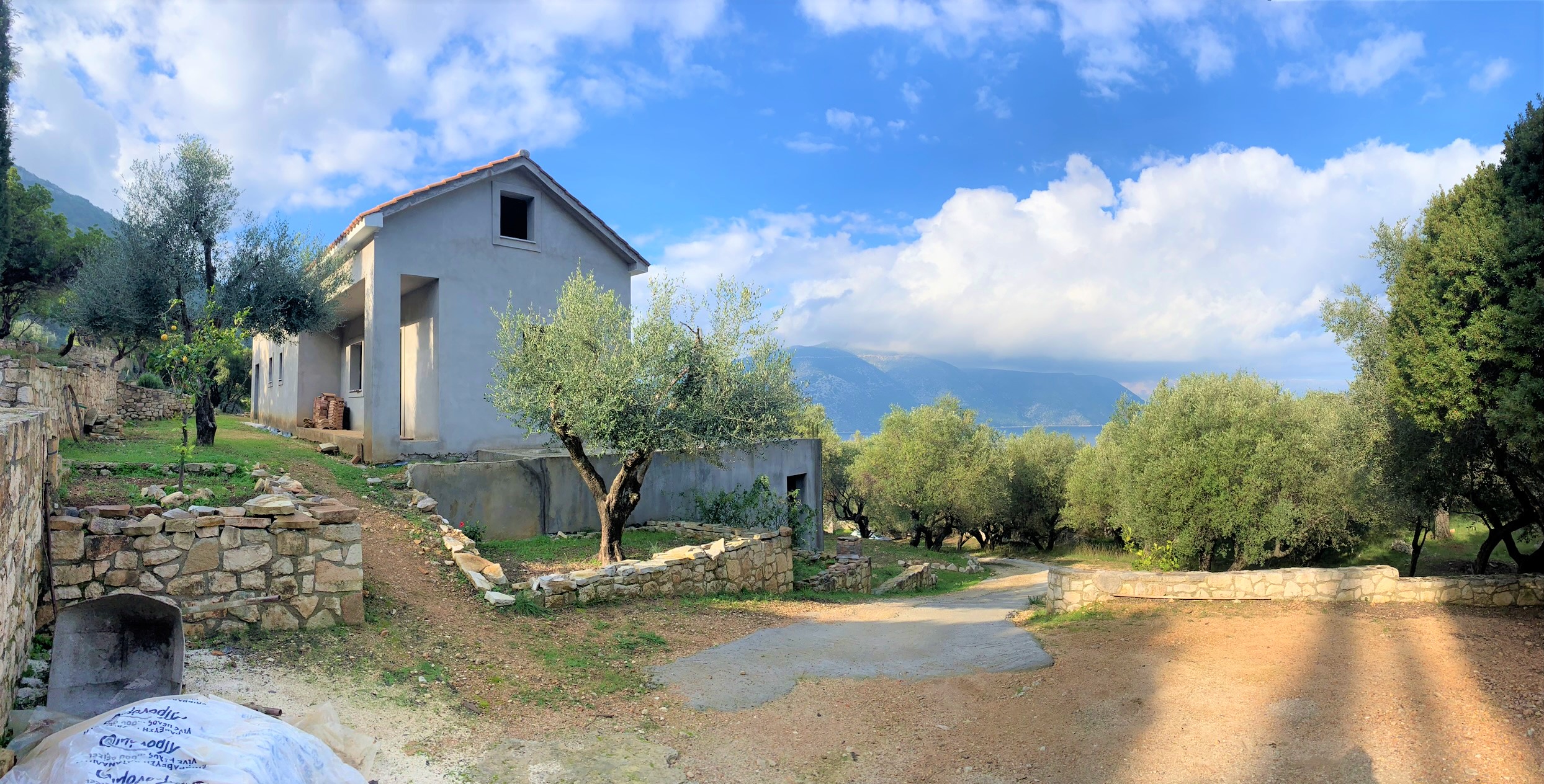 Aerial views of house for sale on Ithaca Greece, Vathi