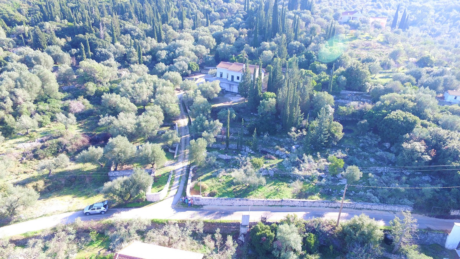Aerial views of house for sale on Ithaca Greece, Vathi