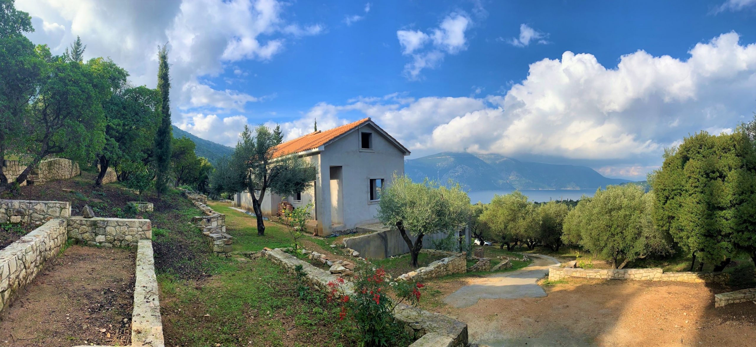Aerial views of house for sale on Ithaca Greece, Vathi