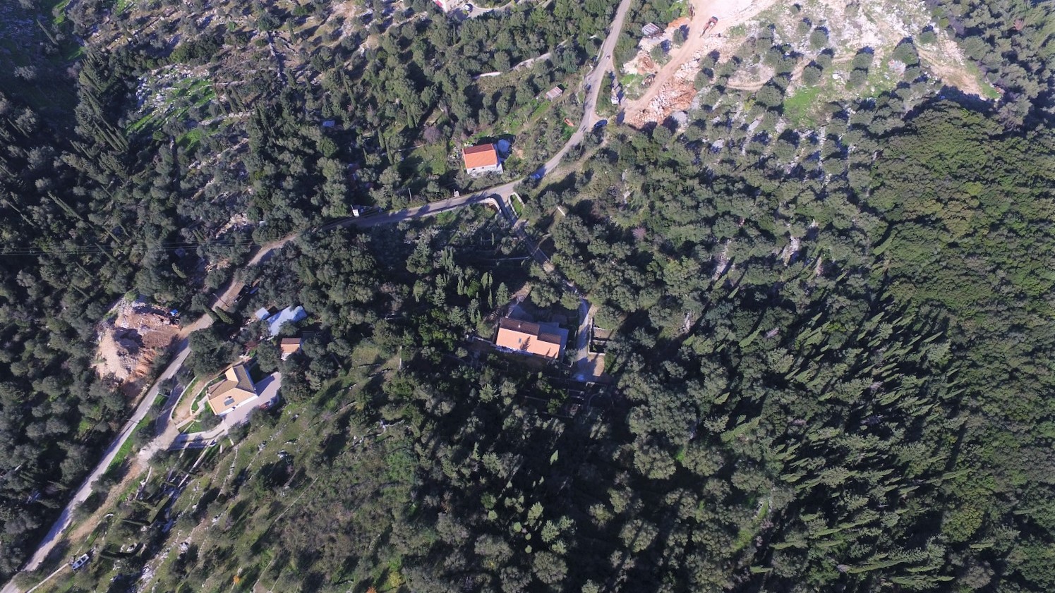 Aerial views of house for sale on Ithaca Greece, Vathi
