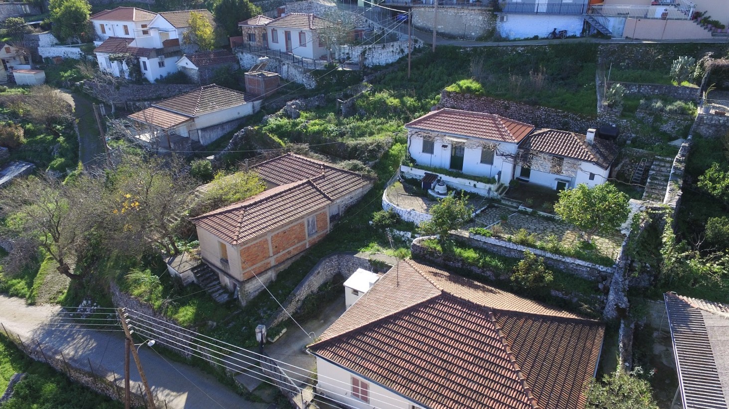 Aerial view of house for sale in Ithaca Greece, Perachori