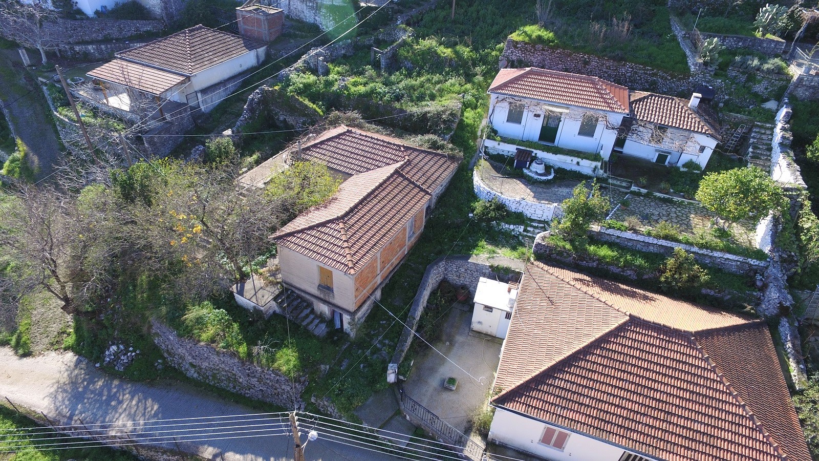 Aerial view of house for sale in Ithaca Greece, Perachori
