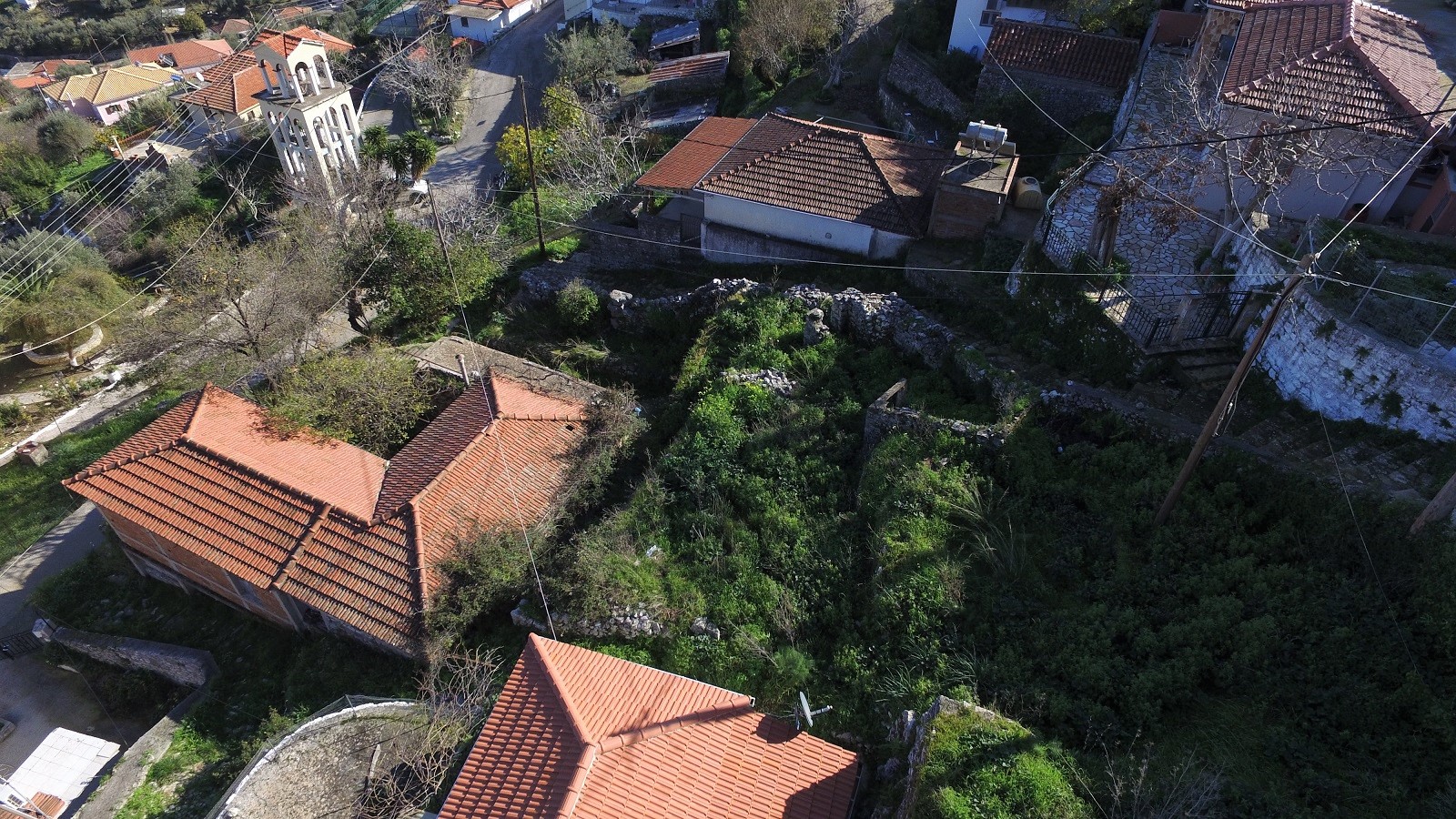 Aerial view of house for sale in Ithaca Greece, Perachori