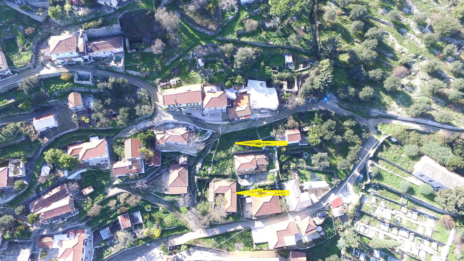Aerial view of house for sale in Ithaca Greece, Perachori