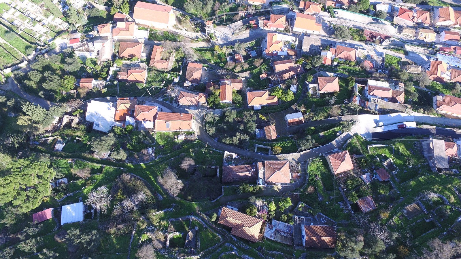 Aerial view of house for sale in Ithaca Greece, Perachori