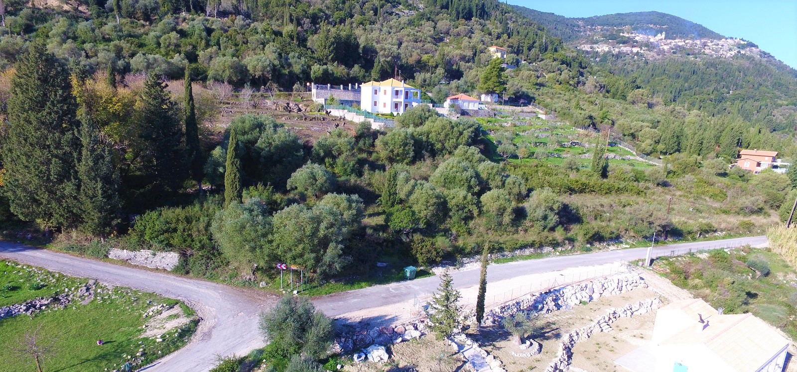 Aerial view of land for sale in Ithaca Greece, Platrithyas