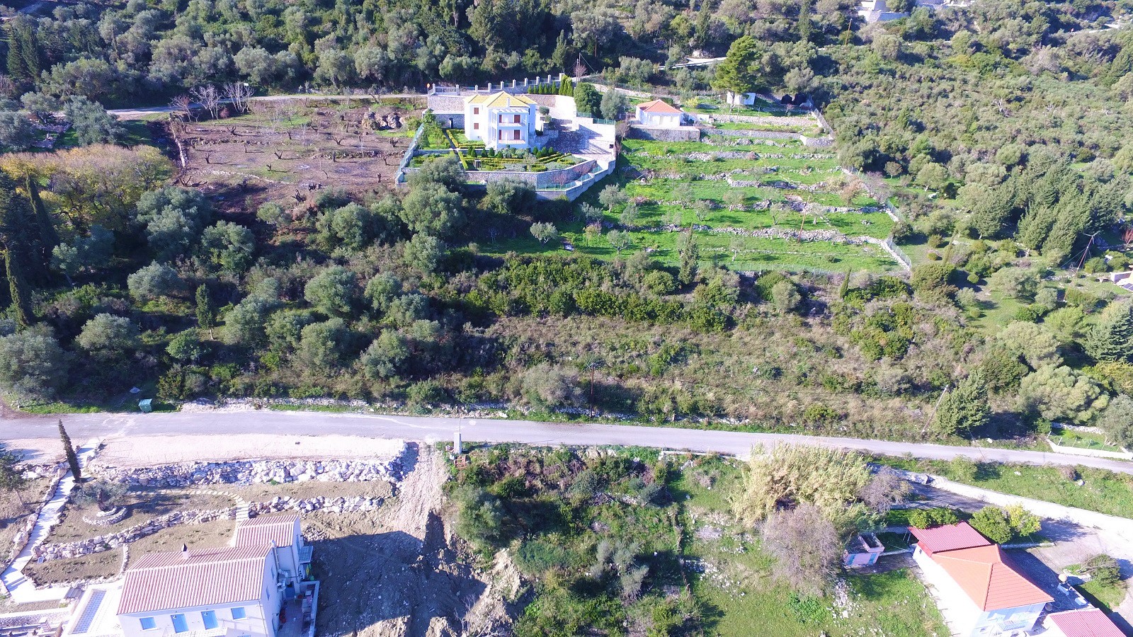 Aerial view of land for sale in Ithaca Greece, Platrithyas