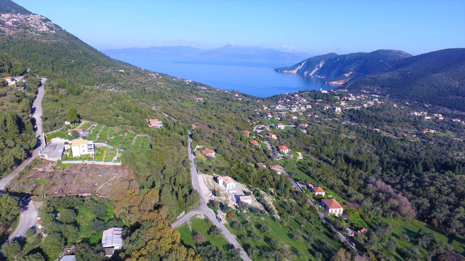 Aerial view of land for sale in Ithaca Greece, Platrithyas