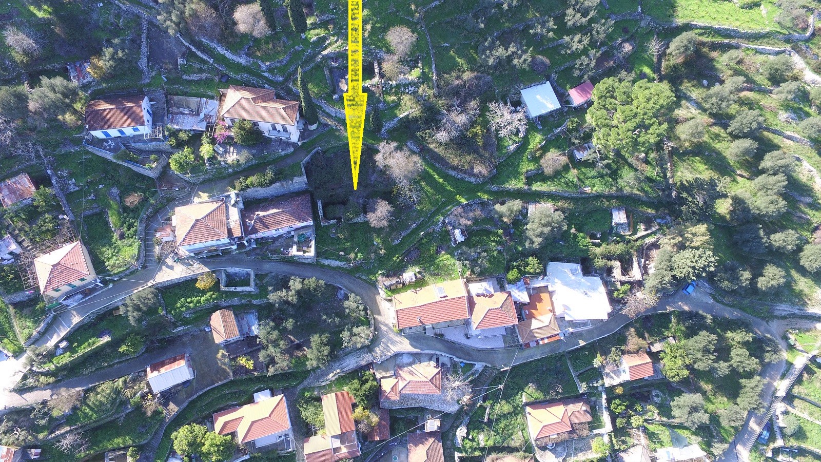 Aerial view of land for sale in Ithaca Greece, Perachori