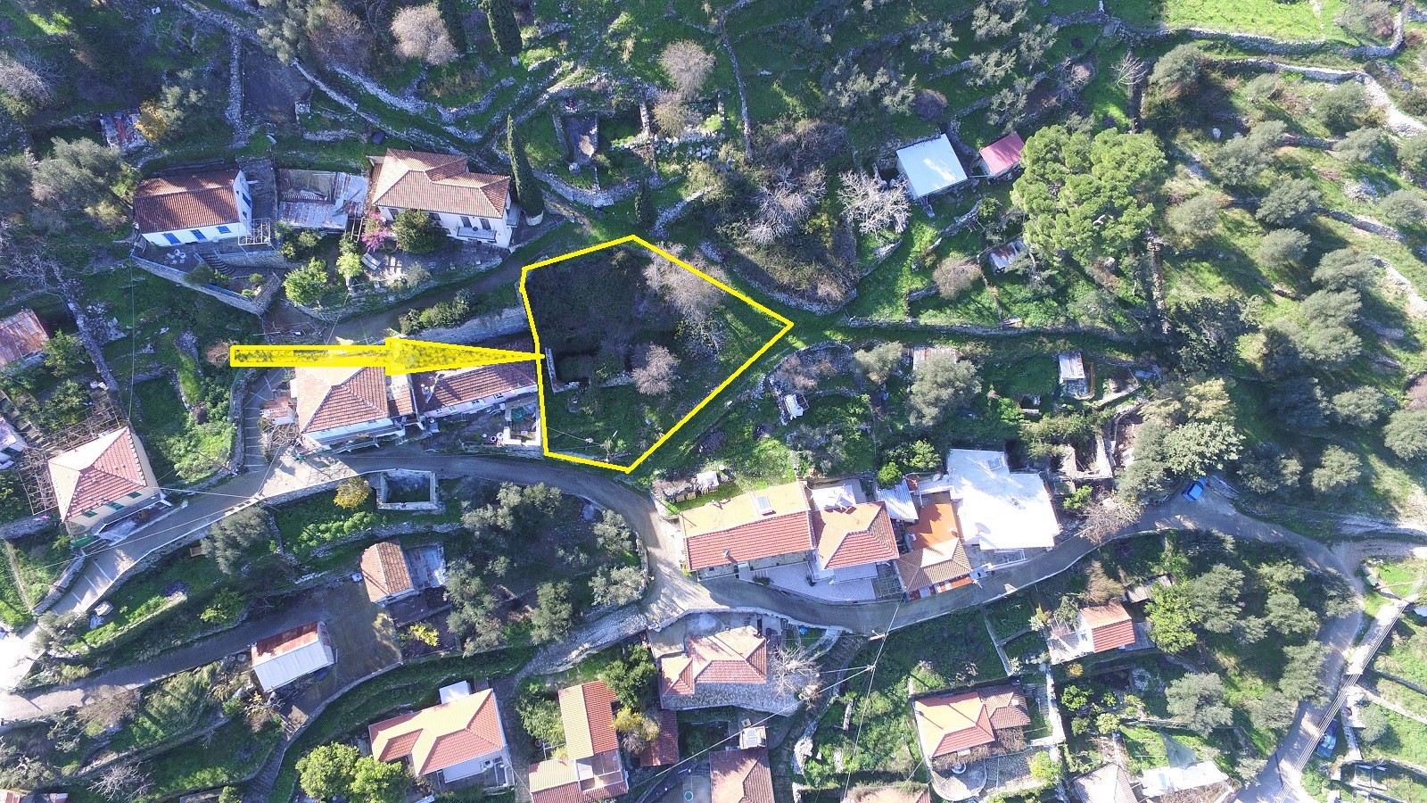 Aerial view of land for sale in Ithaca Greece, Perachori