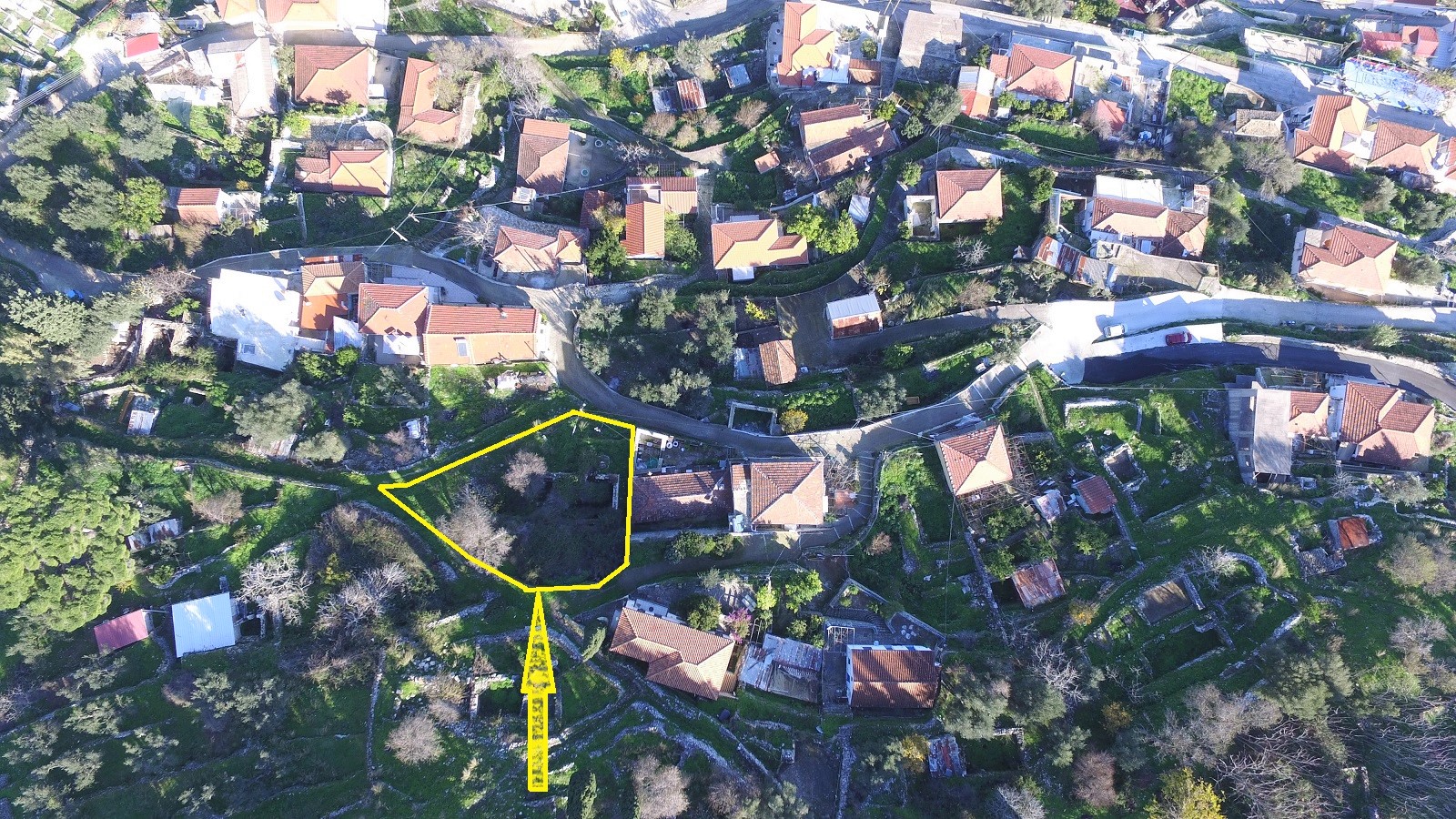 Aerial view of land for sale in Ithaca Greece, Perachori