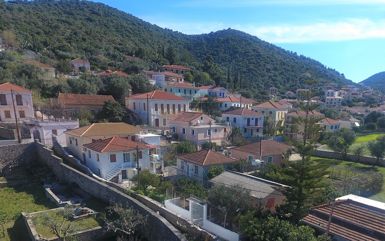 Aerial views of house for sale on Ithaca Greece, Vathi