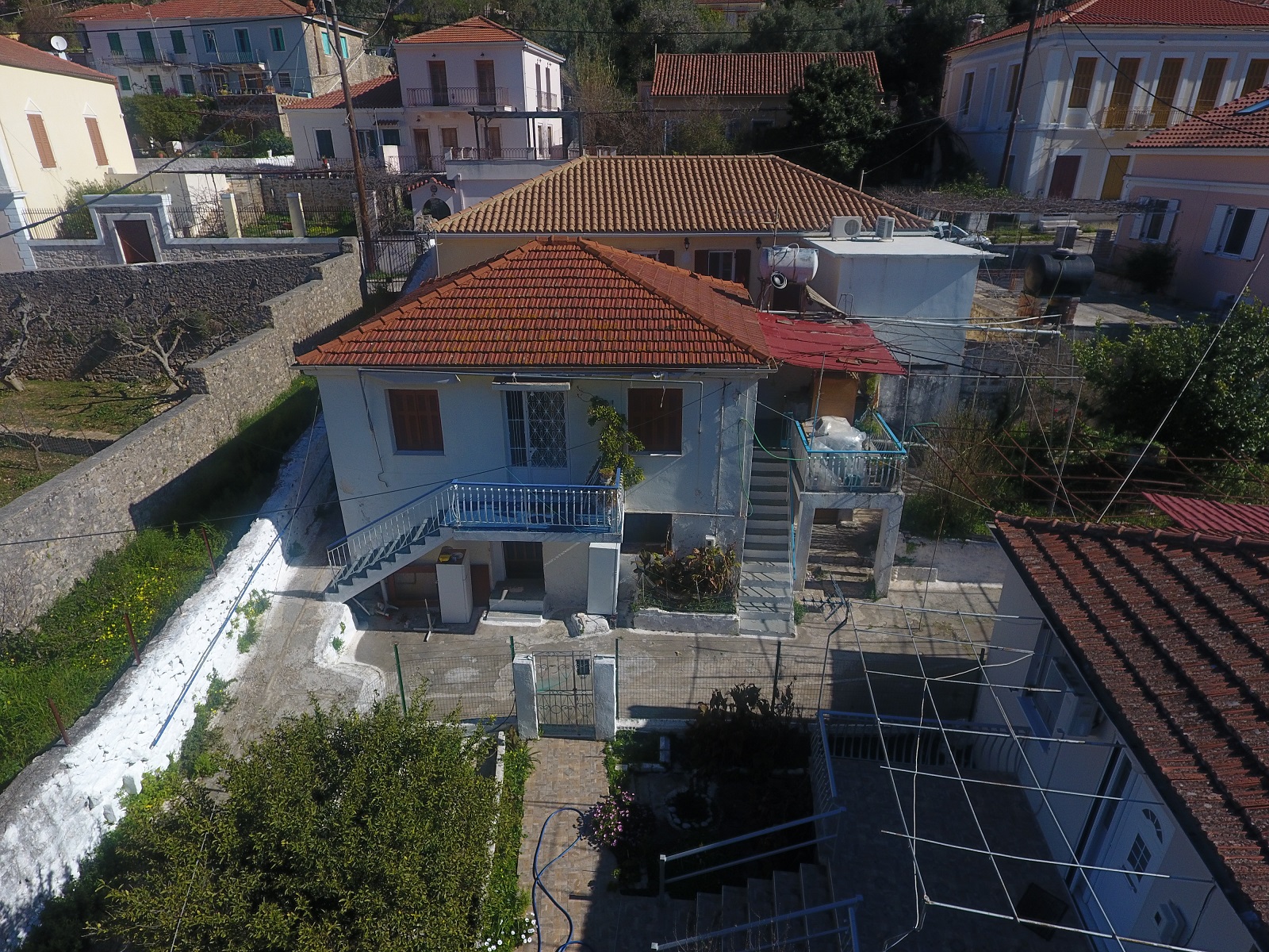 Aerial views of house for sale on Ithaca Greece, Vathi