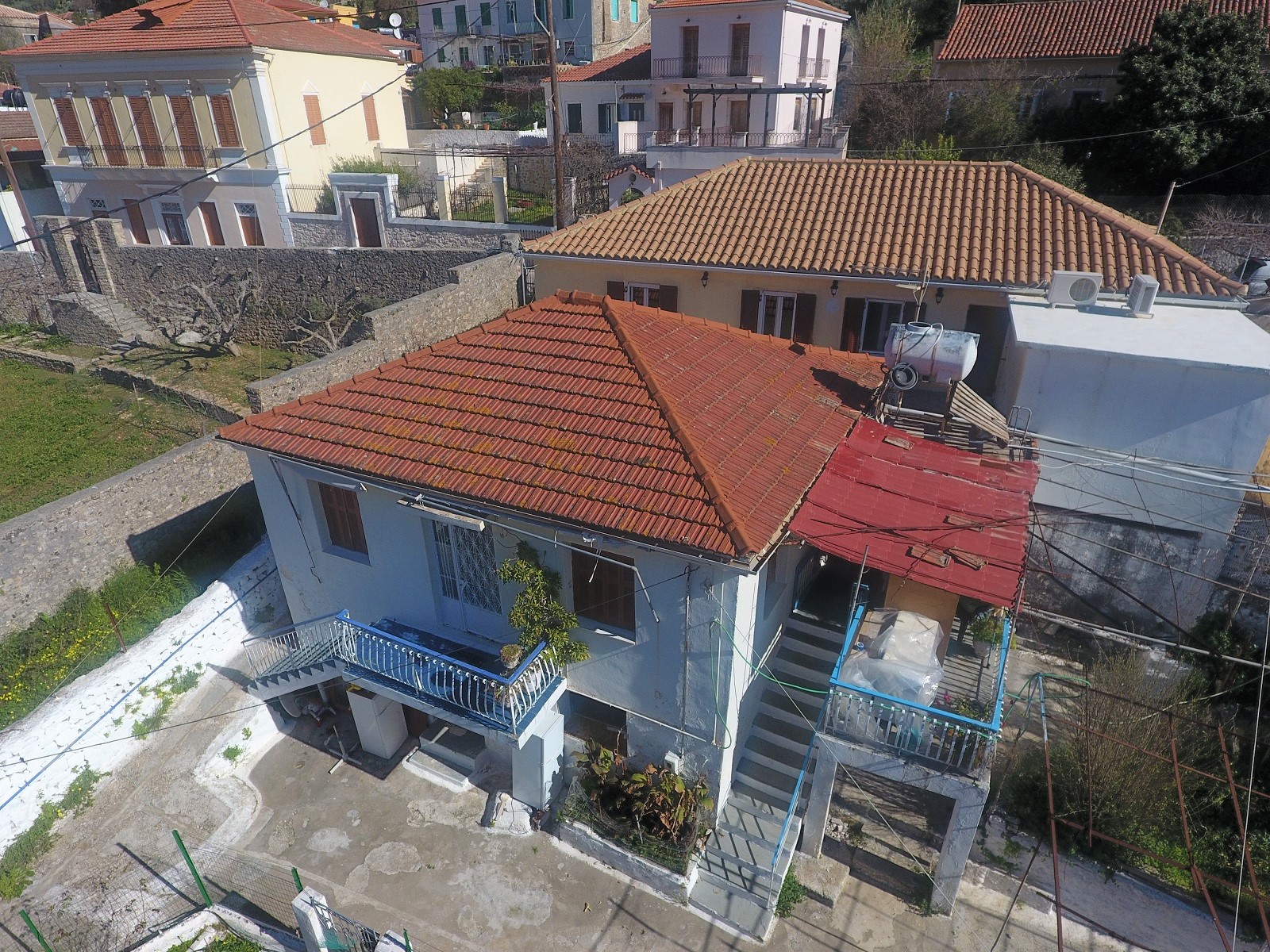 Aerial views of house for sale on Ithaca Greece, Vathi