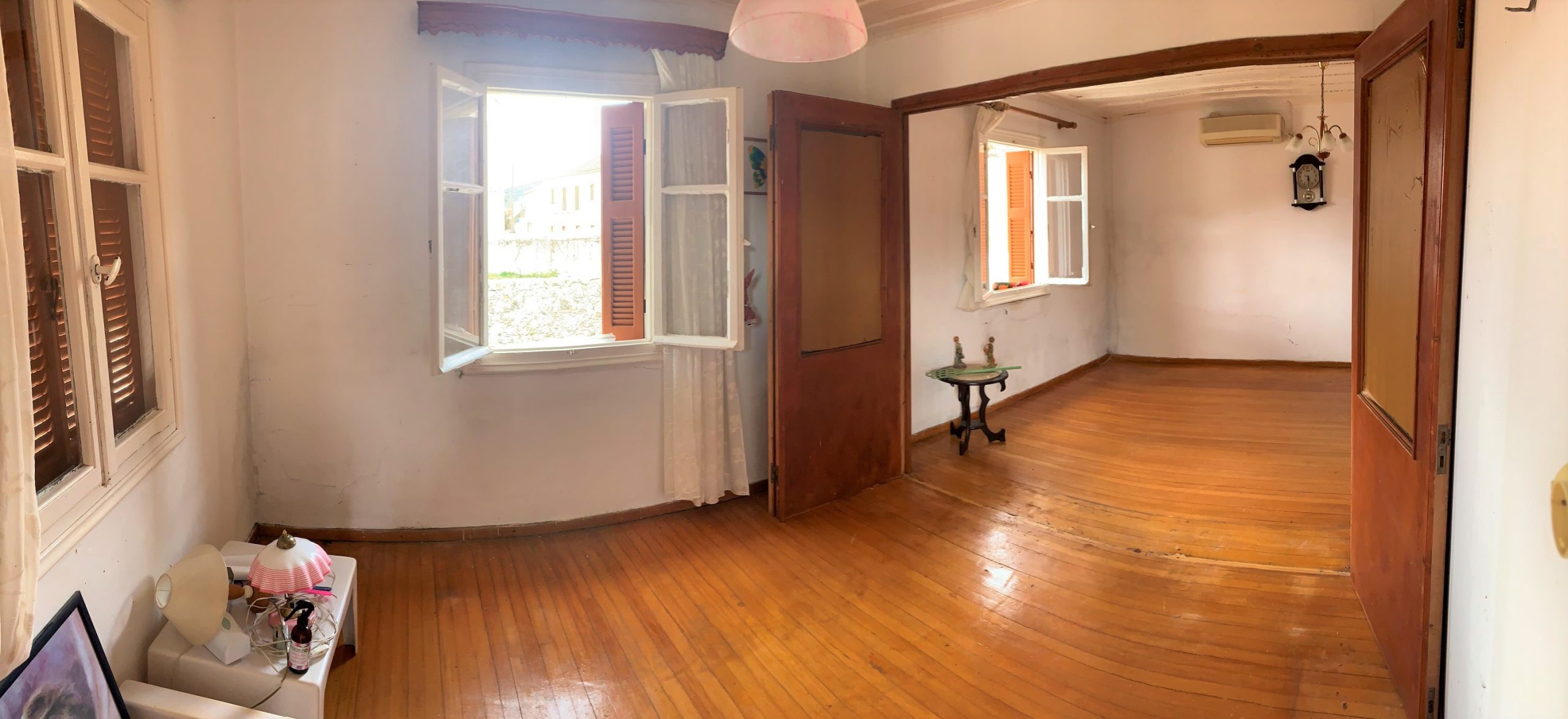 Panoramic pic of interior of house for sale on Ithaca Greece, Vathi
