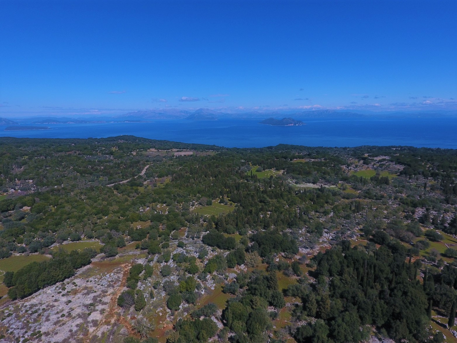 Aerial view of house for sale Ithaca Greece, Anoghi