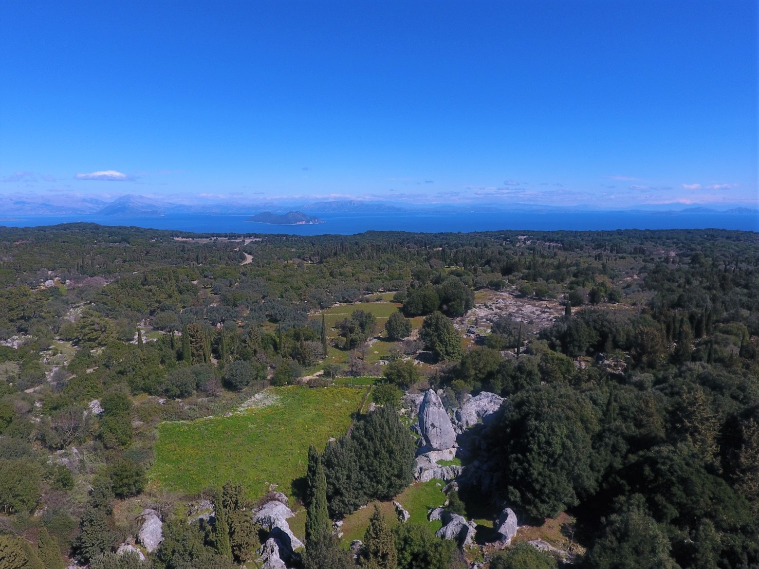 Aerial view of house for sale Ithaca Greece, Anoghi