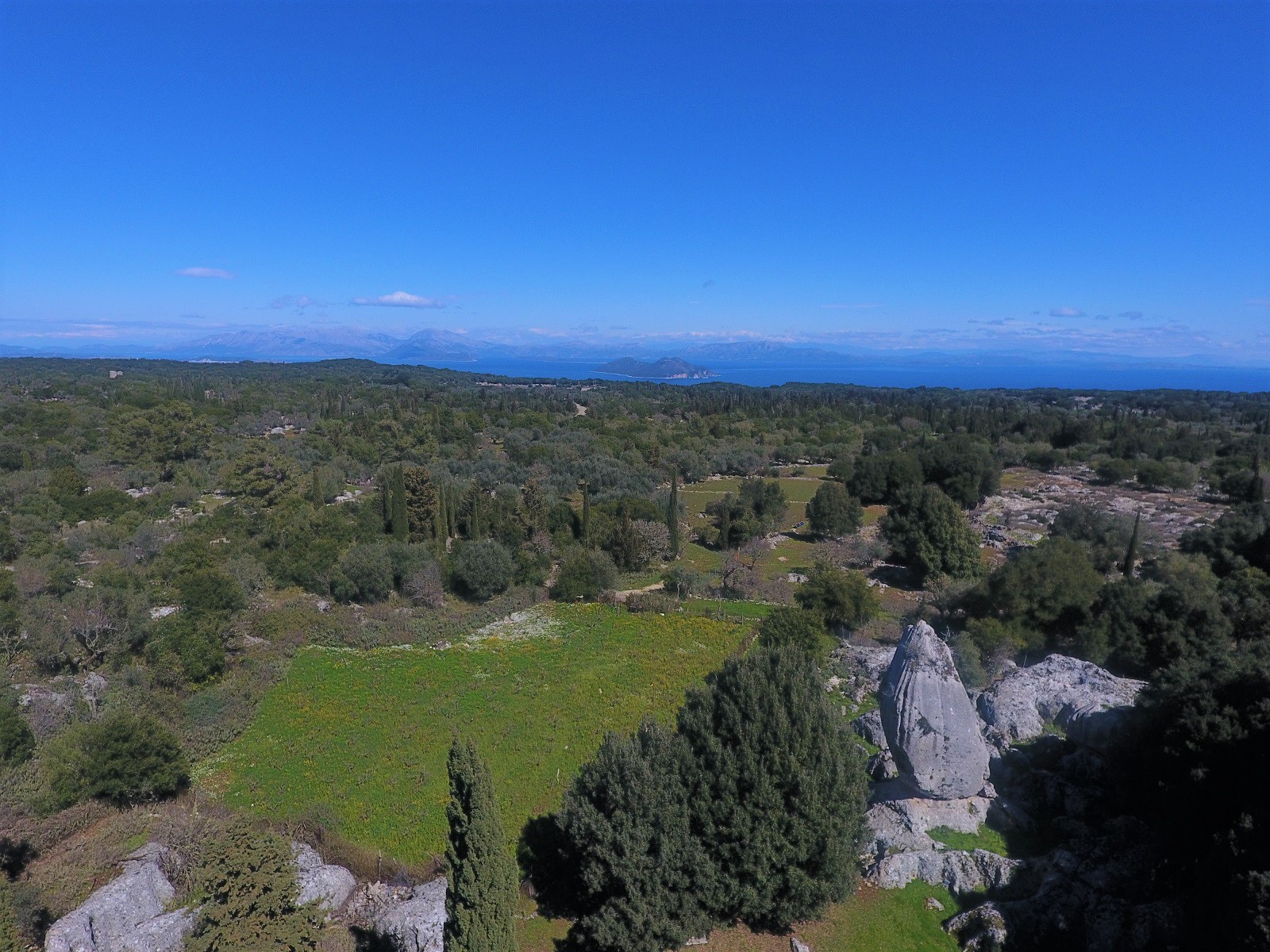 Aerial view of house for sale Ithaca Greece, Anoghi