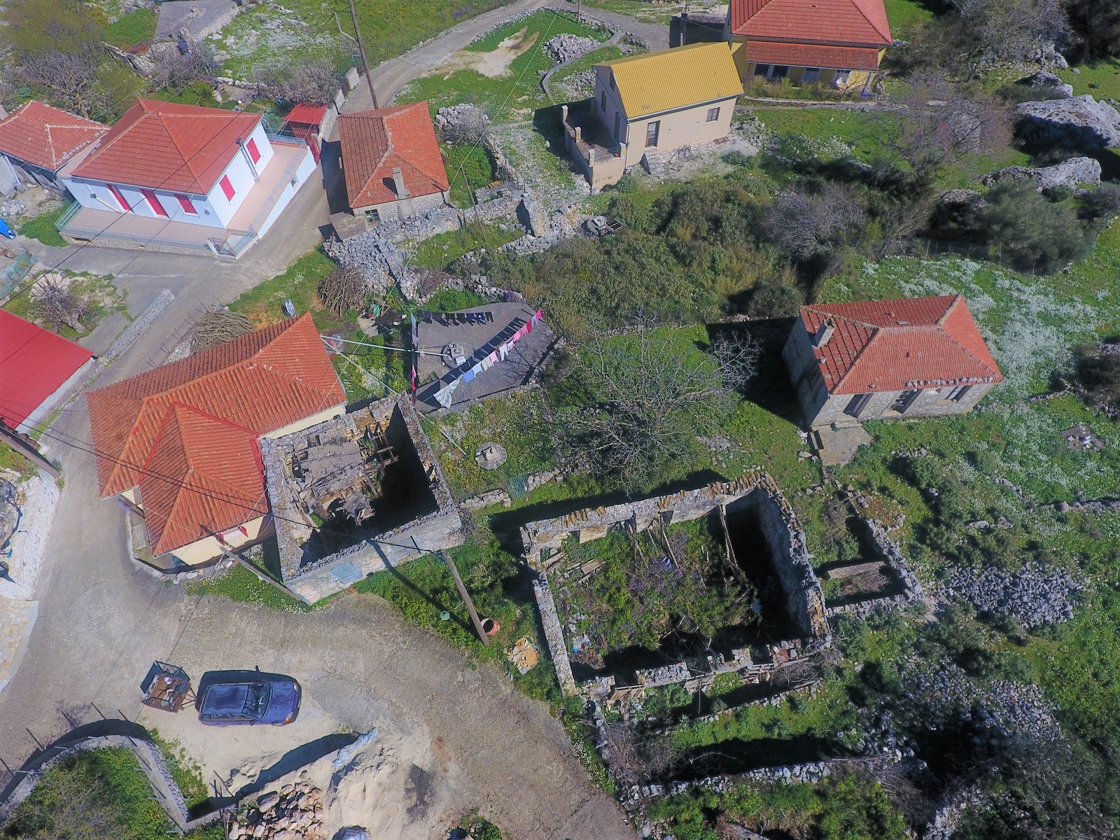 Aerial view of house for sale Ithaca Greece, Anoghi