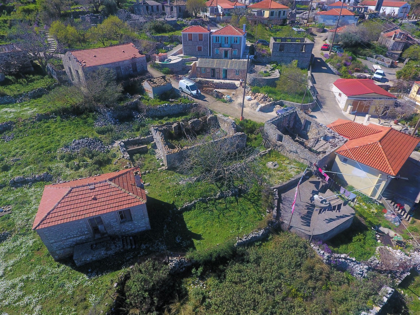 Aerial view of house for sale Ithaca Greece, Anoghi