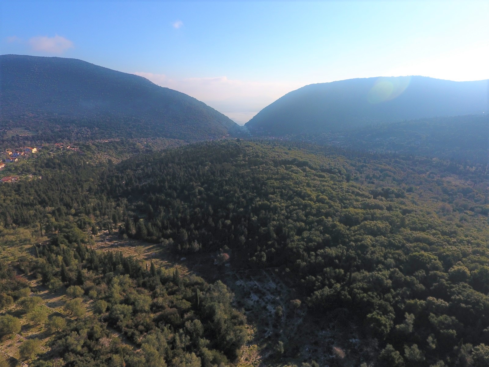 Aerial views of land for sale on Ithaca Greece, Pilikata