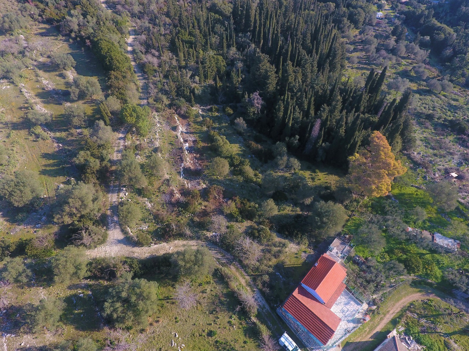 Aerial views of land for sale on Ithaca Greece, Stavros