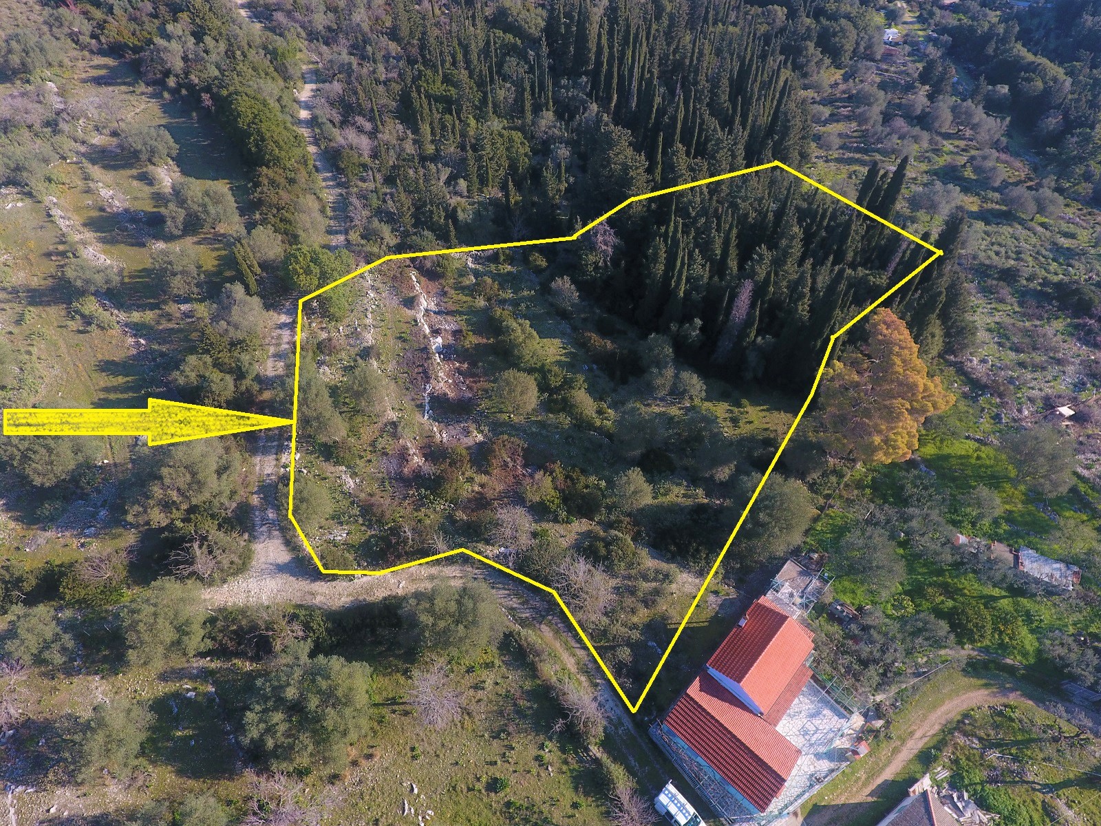 Aerial views of land for sale on Ithaca Greece, Stavros