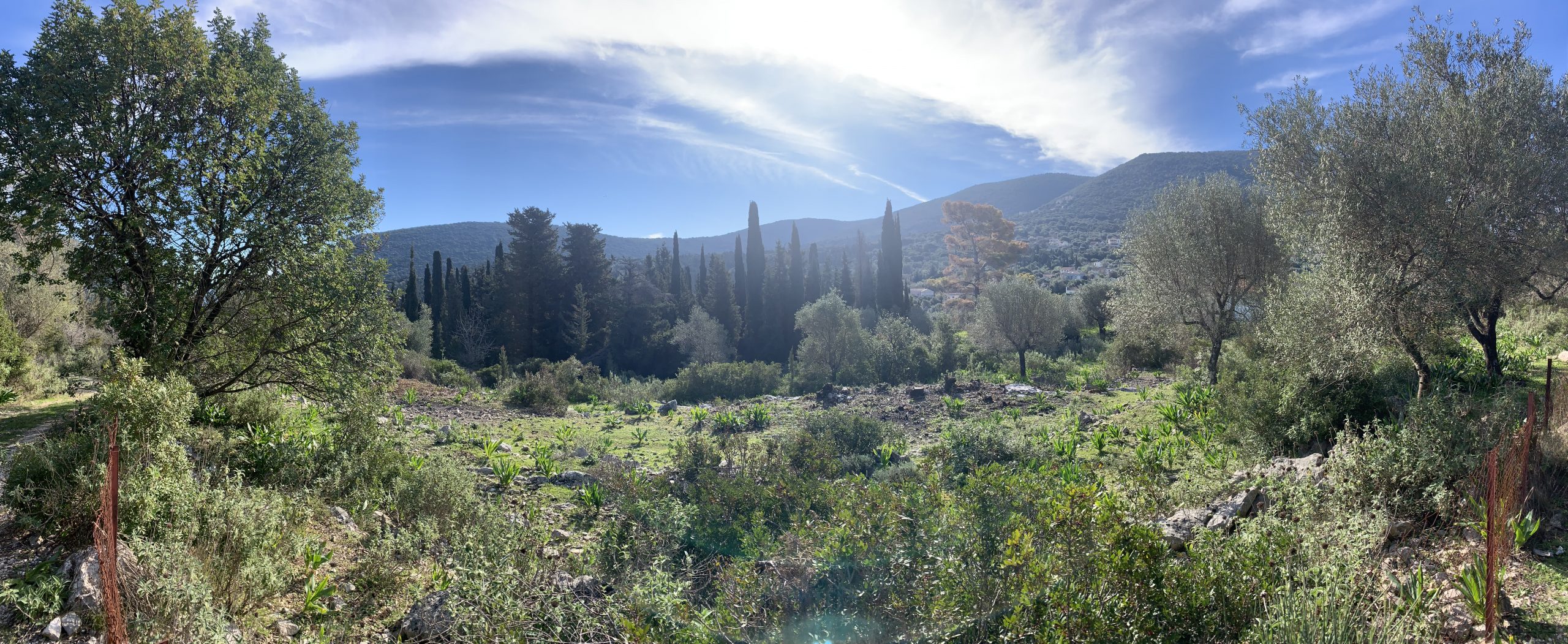 Landscape and terrain of land for sale on Ithaca Greece, Stavros