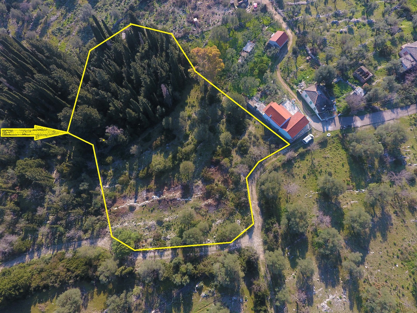 Aerial views of land for sale on Ithaca Greece, Stavros
